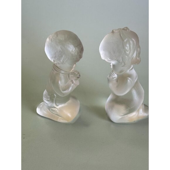 Vintage Fenton Praying Girl and Boy Crystal Glass Figurines 4" - Picture 7 of 11